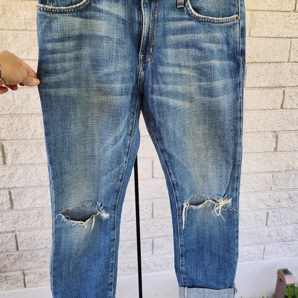 Current/Elliott Distressed Blue Skinny Jeans